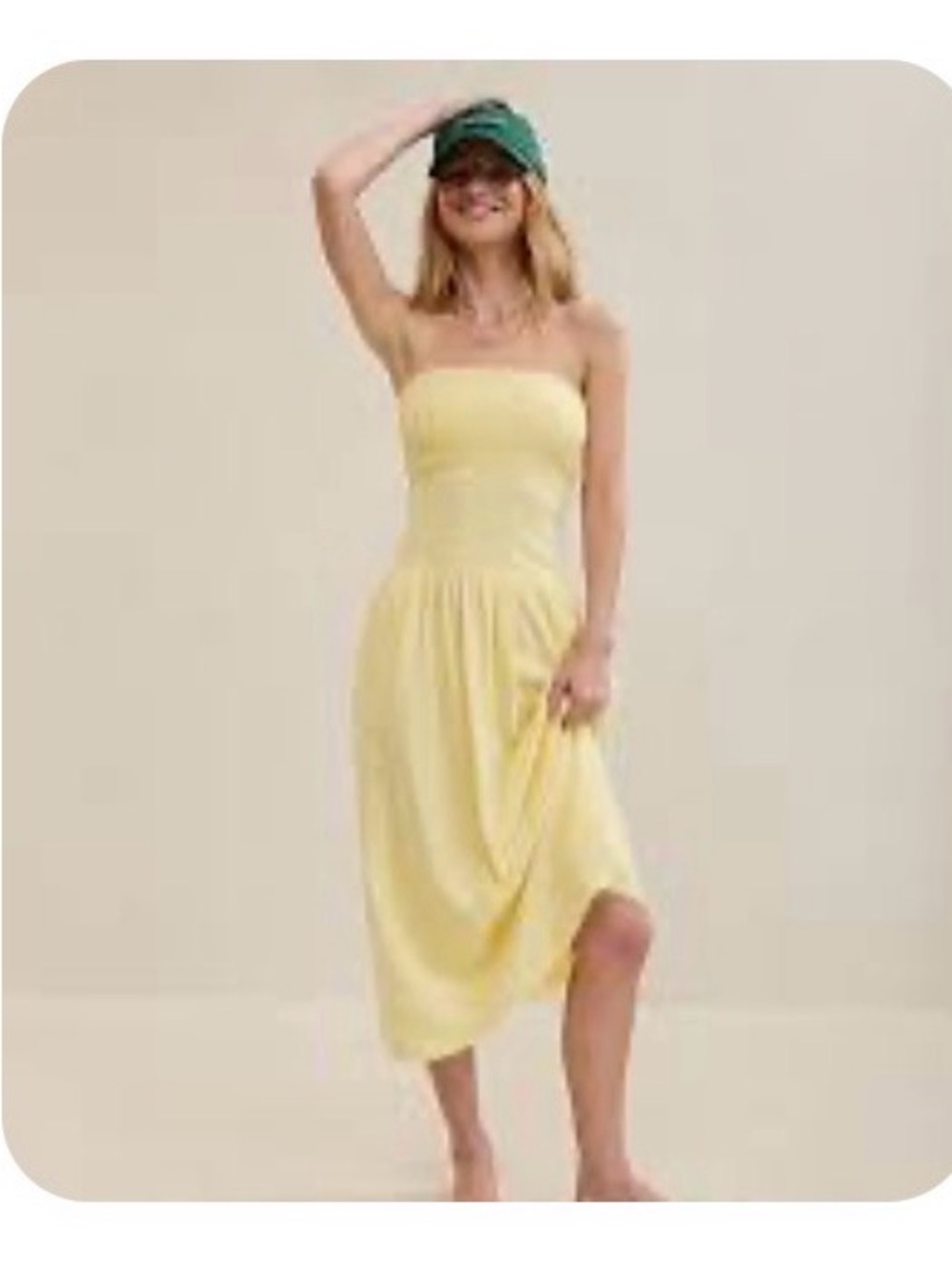 AerieStrapless Yellow Midi Dress - Elegant Summer Style
